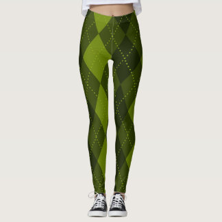 Argyle Pattern - Dark Olive Green Leggings
