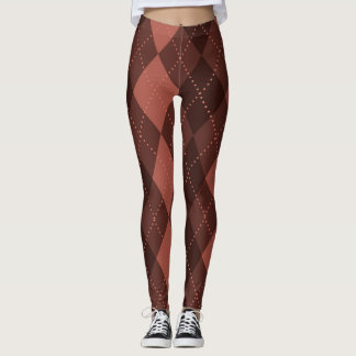 Argyle Pattern - Dark Reddish Orange Leggings