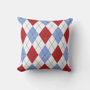 Argyle Pattern Diamond Design Geometric Light Blue Cushion