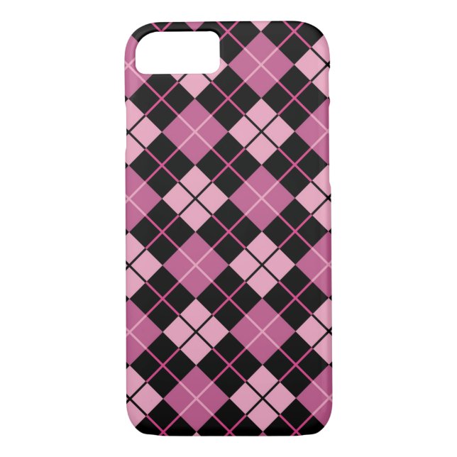 Argyle Pattern in Black and Pink Case-Mate iPhone Case (Back)