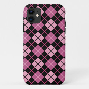 Argyle Pattern in Black and Pink iPhone 11 Case