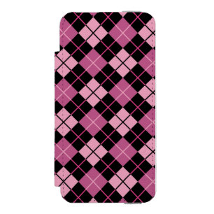 Argyle Pattern in Black and Pink Incipio Watson™ iPhone 5 Wallet Case