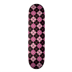 Argyle Pattern in Black and Pink Skateboard