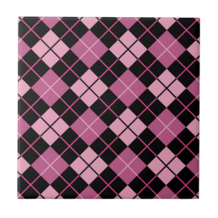 Argyle Pattern in Black and Pink Tile