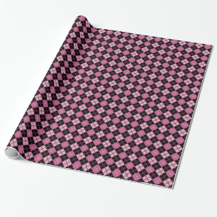 Argyle Pattern in Black and Pink Wrapping Paper