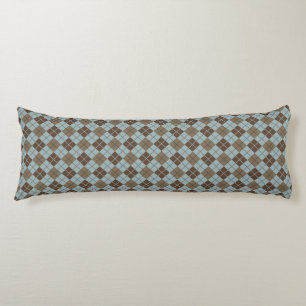 Argyle Pattern in Blue and Taupe Body Cushion