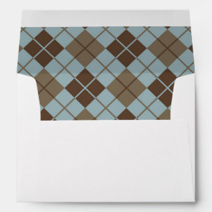 Argyle Pattern in Blue and Taupe Envelopes