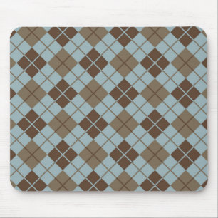 Argyle Pattern in Blue and Taupe Mouse Mat