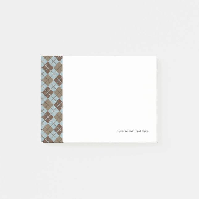 Argyle Pattern in Blue and Taupe Post-it Notes (Front)