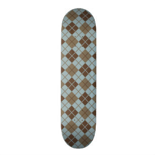 Argyle Pattern in Blue and Taupe Skateboard