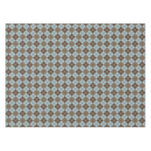 Argyle Pattern in Blue and Taupe Tablecloth