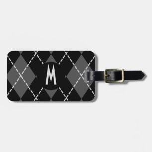 Argyle Pattern Monogram Luggage Tag