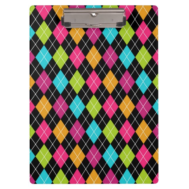 Argyle Pattern MultiColor Diamonds Clipboard wText (Front)