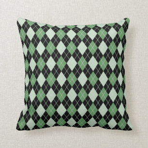 Argyle Pattern Pillow in Greens and Black