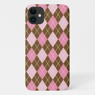 Argyle Pattern, Rhombus Pattern, Pink Argyle iPhone 11 Case