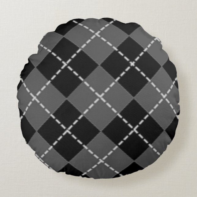 ARGYLE PATTERN ROUND CUSHION (Front)