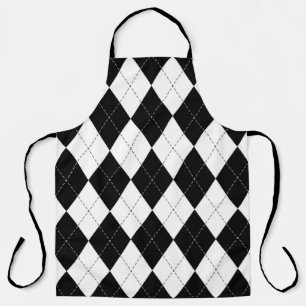 Argyle pattern seamless in black and white. Geomet Apron