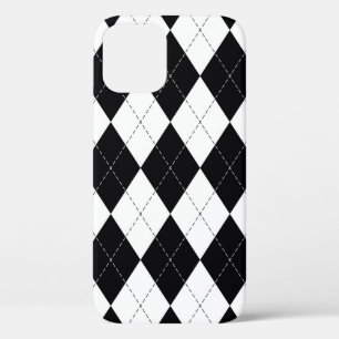 Argyle pattern seamless in black and white. Geomet iPhone 12 Case