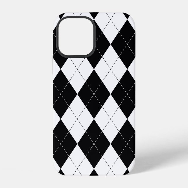Argyle pattern seamless in black and white. Geomet iPhone Case (Back)