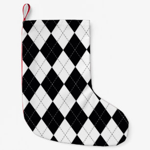 Argyle pattern seamless in black and white. Geomet Small Christmas Stocking