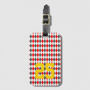 Argyle Pattern Sports Team Number Colourful Travel Luggage Tag