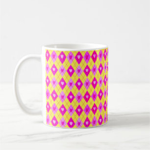 Argyle Pink Diamonds Hearts Pattern Leggings Coffee Mug