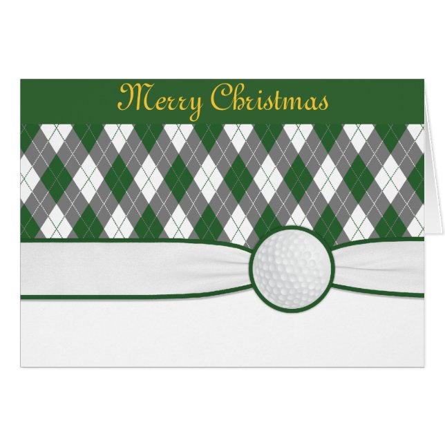 Argyle plaid Christmas card.. (Front Horizontal)