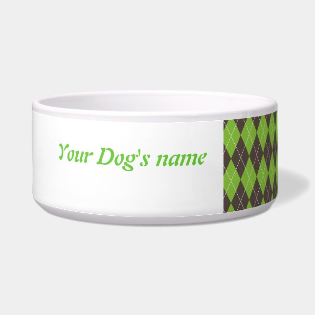 Argyle plaid Dog bowl (Left)