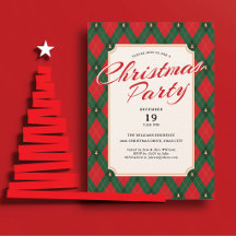 Argyle Plaid Retro Script Budget Christmas Tree