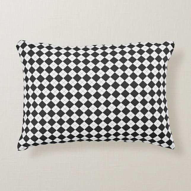 Argyle plaid. Scottish pattern in white and black  Decorative Cushion (Front)