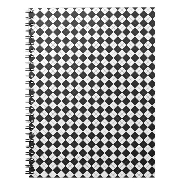 Argyle plaid. Scottish pattern in white and black  Notebook (Front)