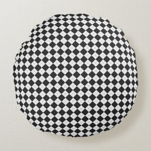 Argyle plaid. Scottish pattern in white and black Round Cushion