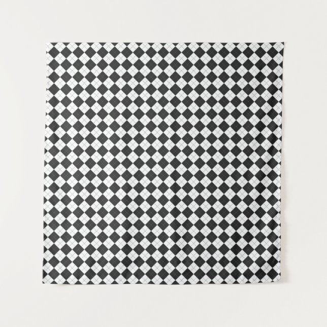 Argyle plaid. Scottish pattern in white and black  Tapestry (Front)