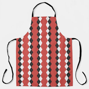 Argyle plaid. Scottish pattern in white,  black an Apron