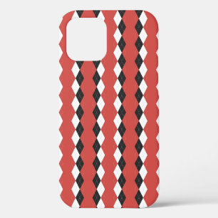 Argyle plaid. Scottish pattern in white, black an iPhone 12 Case