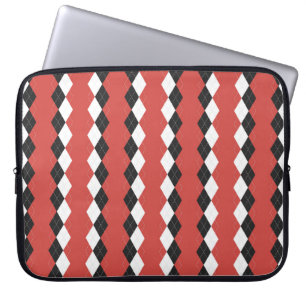 Argyle plaid. Scottish pattern in white, black an Laptop Sleeve