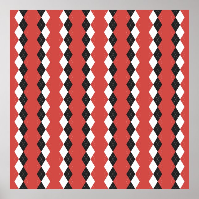 Argyle plaid. Scottish pattern in white,  black an Poster (Front)