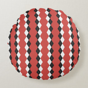Argyle plaid. Scottish pattern in white, black an Round Cushion
