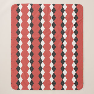 Argyle plaid. Scottish pattern in white, black an Sherpa Blanket