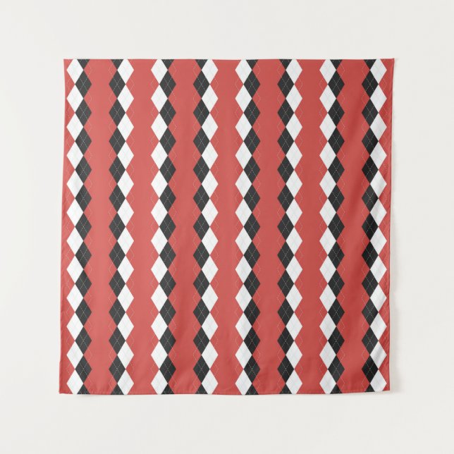 Argyle plaid. Scottish pattern in white,  black an Tapestry (Front)