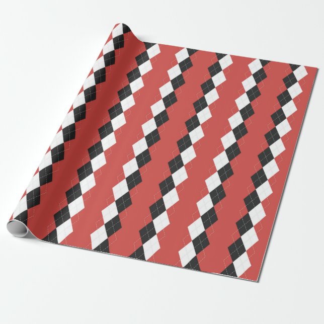 Argyle plaid. Scottish pattern in white,  black an Wrapping Paper (Unrolled)