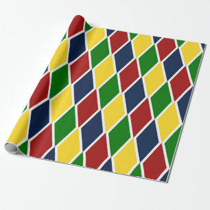 Argyle Rainbow Multicolor Harlequin Diamond Wrapping Paper