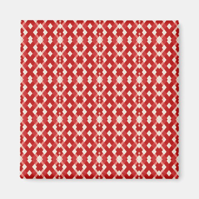 Argyle, red white pink Valentine's day  Magnet (Front)