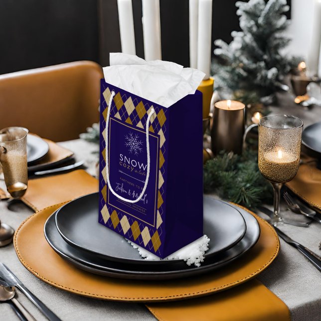 Argyle Snow Cosy Winter Wedding Shower Small Gift Bag (Creator Uploaded)