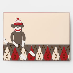 Argyle Sock Monkey Envelope