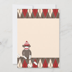 Argyle Sock Monkey Invitation