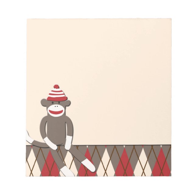 Argyle Sock Monkey Notepad (Front)