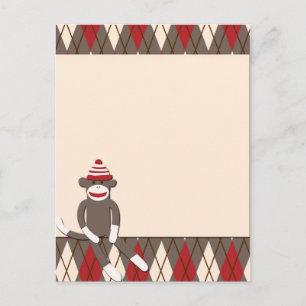 Argyle Sock Monkey Postcard