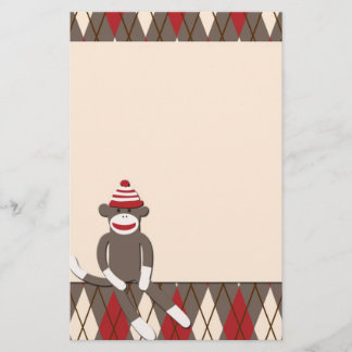 Argyle Sock Monkey Stationery