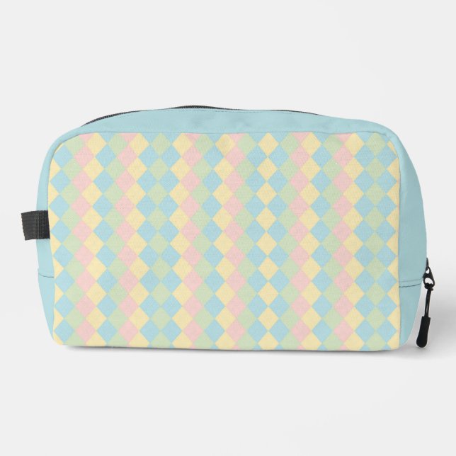 Argyle spring/Easter pastel coloured pattern Dopp Kit (Front)
